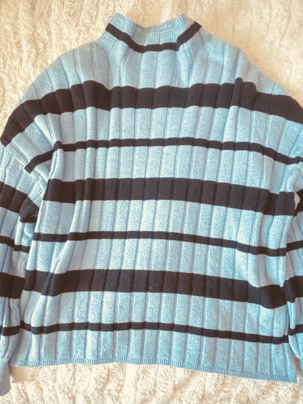 NWOT Time & Tru Blue Ribbed Striped Sweater XXXL